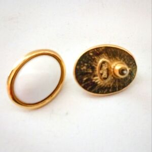 Vintage Trifari White Button Earrings